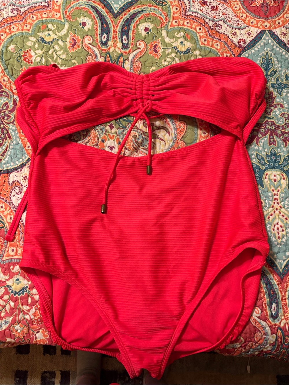 Time and Tru Strapless One-Piece Swimsuit in Bright Red